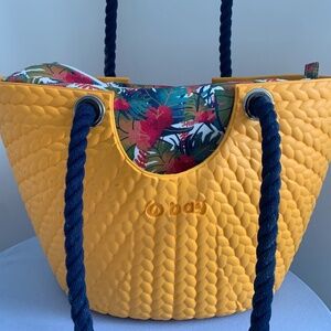 Yellow/Citrus O Bag with Floral Insert Beach Everyday Bag Silicone Waterproof